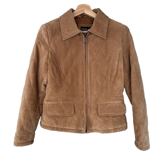 casablanca Jackets & Blazers - Vintage Casablanca Suede Leather Jacket Womens S Brown Zip Front Retro Coat